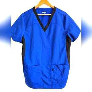 Scrubstar Royal Blue Scrub Top with Black Trim Size XL